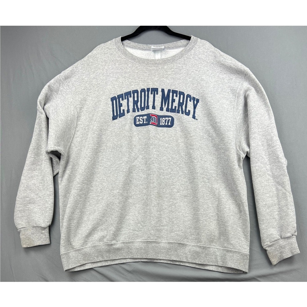 Detroit Mercy Champion Sweatshirt Women 3XL Eco Crewneck Gray University Good